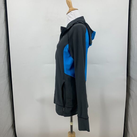 Nike Running Jacket Womens M Medium Gray Blue Full Zip Mock Neck Hooded Dri Fit - Picture 5 of 14